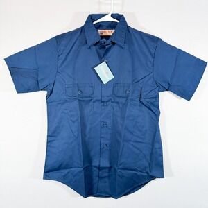 Vintage Big Mac JC Penny Work Shirt Mid 80's‎ NOS Navy Short Sleeve Men's Large